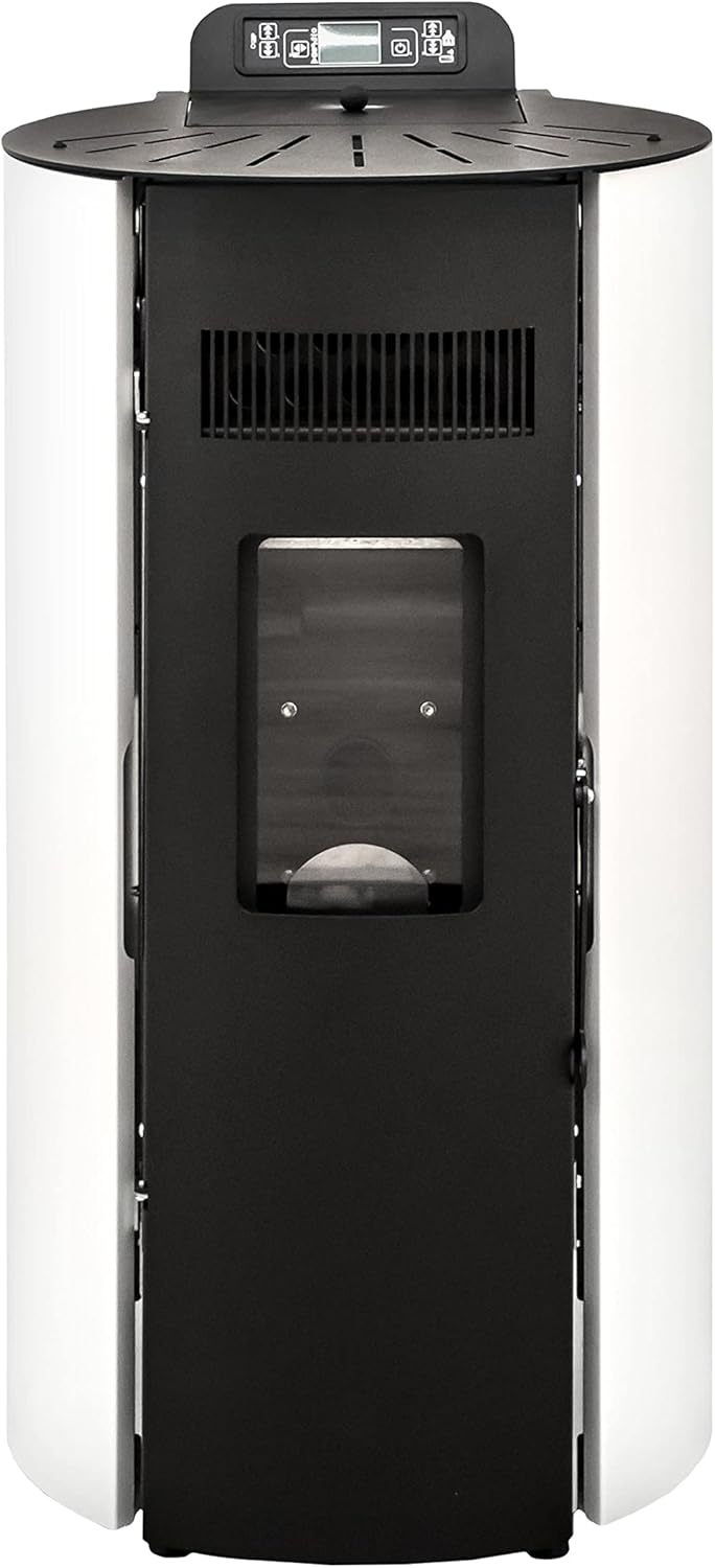 STUFE A PELLET ITALIA Boston 9 KW WiFi | Pelletöfen Effizienz 91% Heizt 80m² Autonomie 21 Std. Programmierbar WiFi-Steuerung 5 Geschwindigkeiten und Leistungsstufen 24 M Garantie Weiß