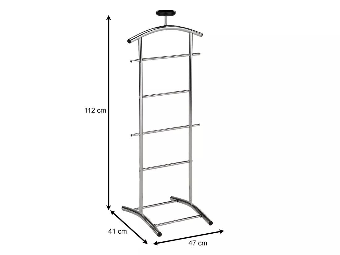 Valet de chambre ATRIX chevalet de nuit portant pour vêtements, structure en métal chromé