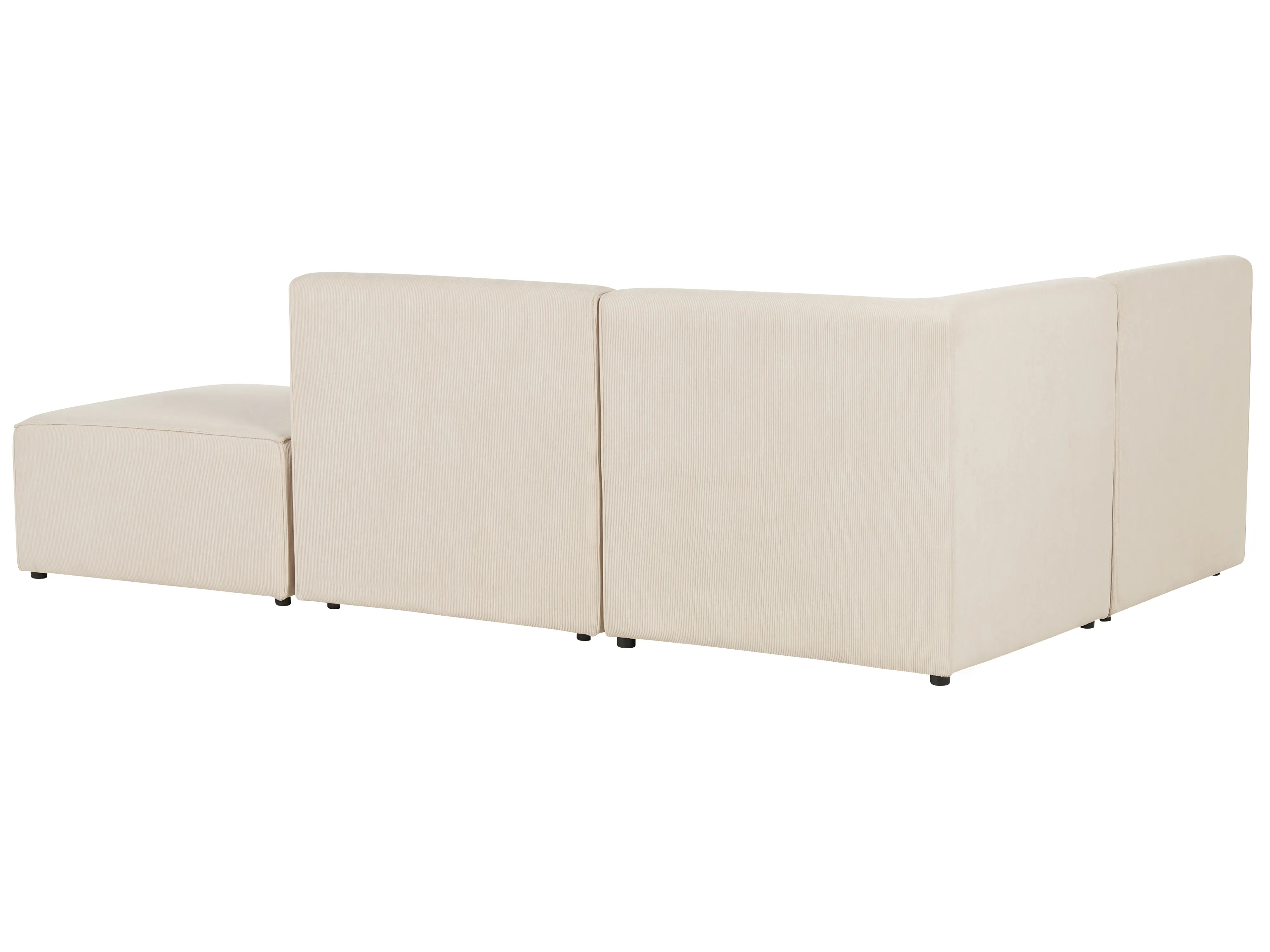 Modulaire hoekbank 3-zits LEMVIG Corduroy Lichtbeige met ottomaan rechtszijdig