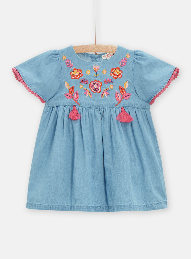 Robe en denim brodée pour bébé fille