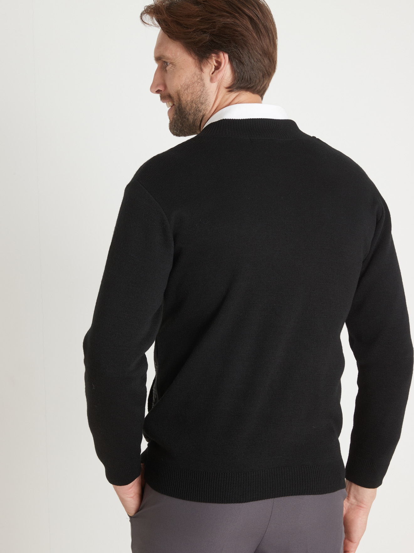 Gilet zippé motifs jacquard 30% laine