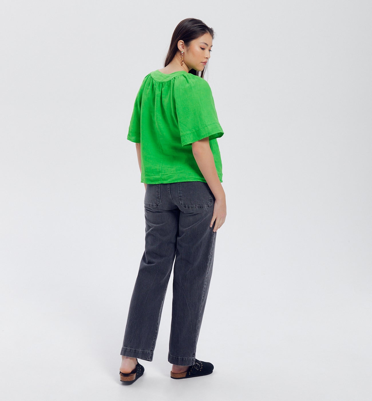 Blouse 100% lin Femme - Turquoise