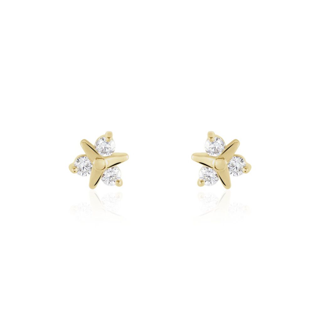 Boucles D'oreilles Puces Plaqué Or Jacinth Oxyde De Zirconium