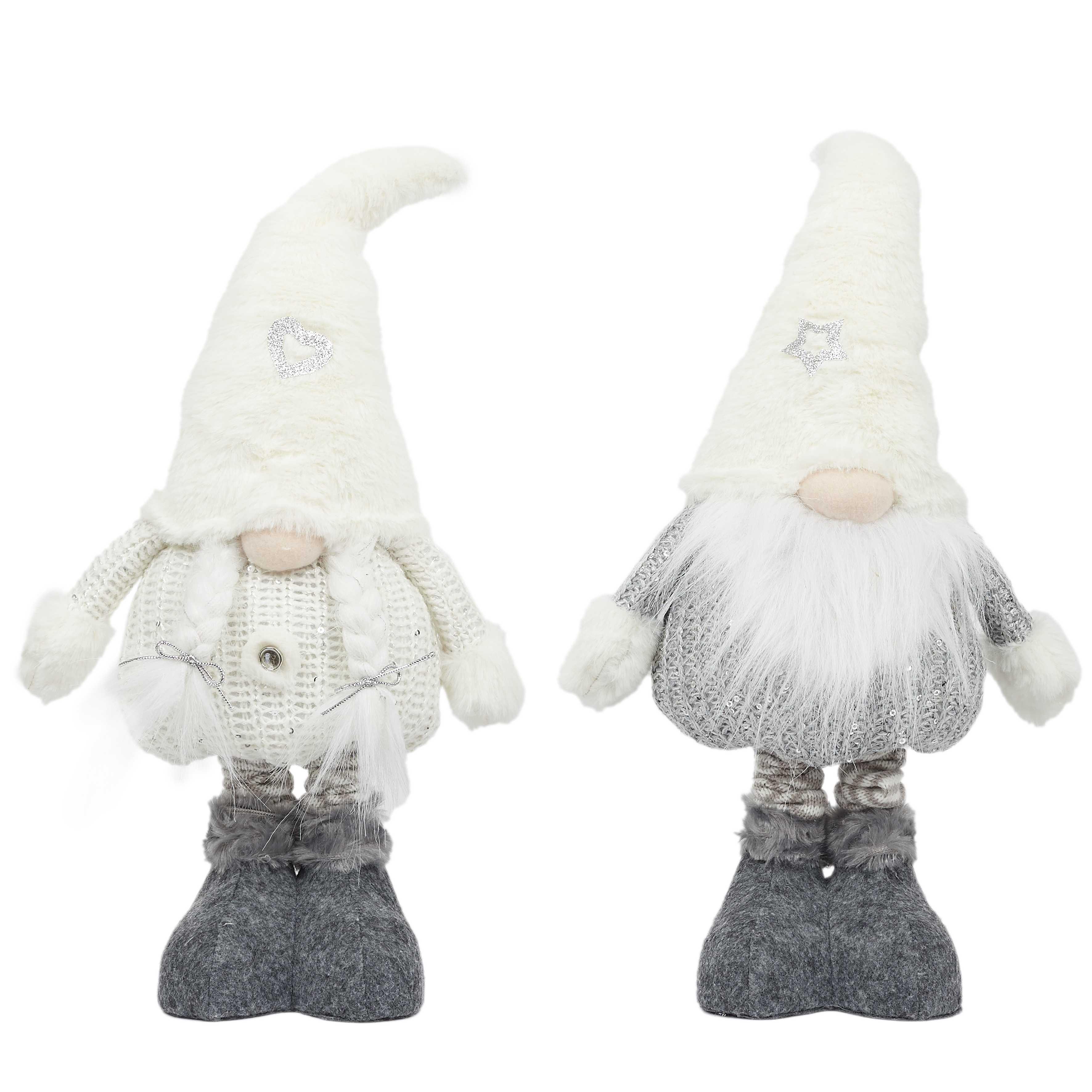 PERE NOEL OU MERE NOEL GRIS BLANC EXTENSIBLES H.60CM