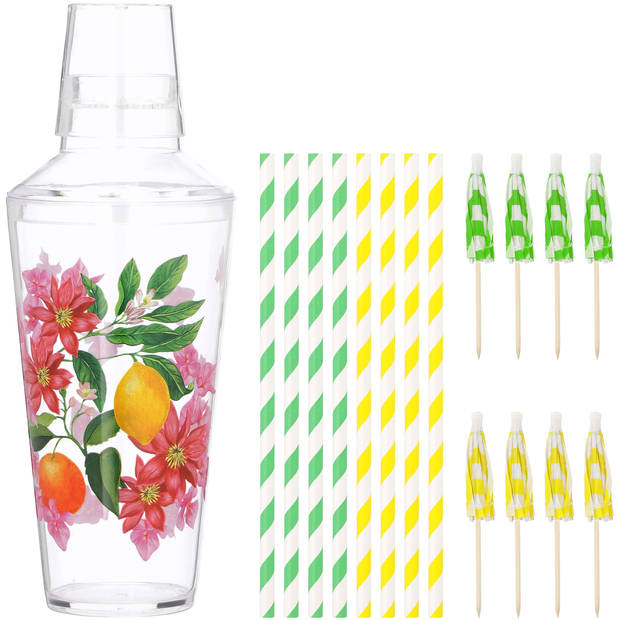 Blokker DF cocktailshaker met rietjes