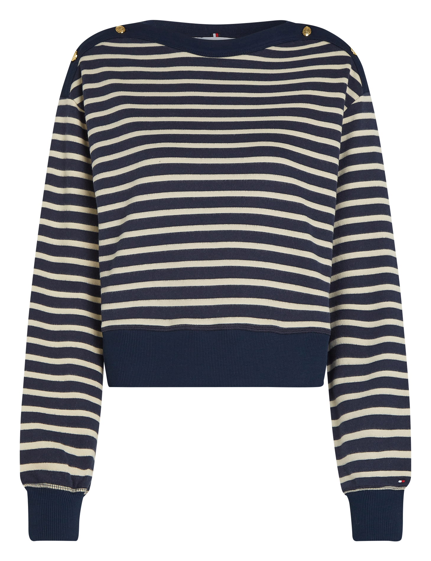 Sweat droit en coton rayé | Beige