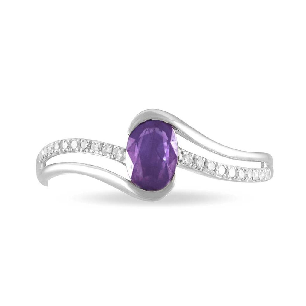 Bague Anja Or Blanc Amethyste Et Diamant