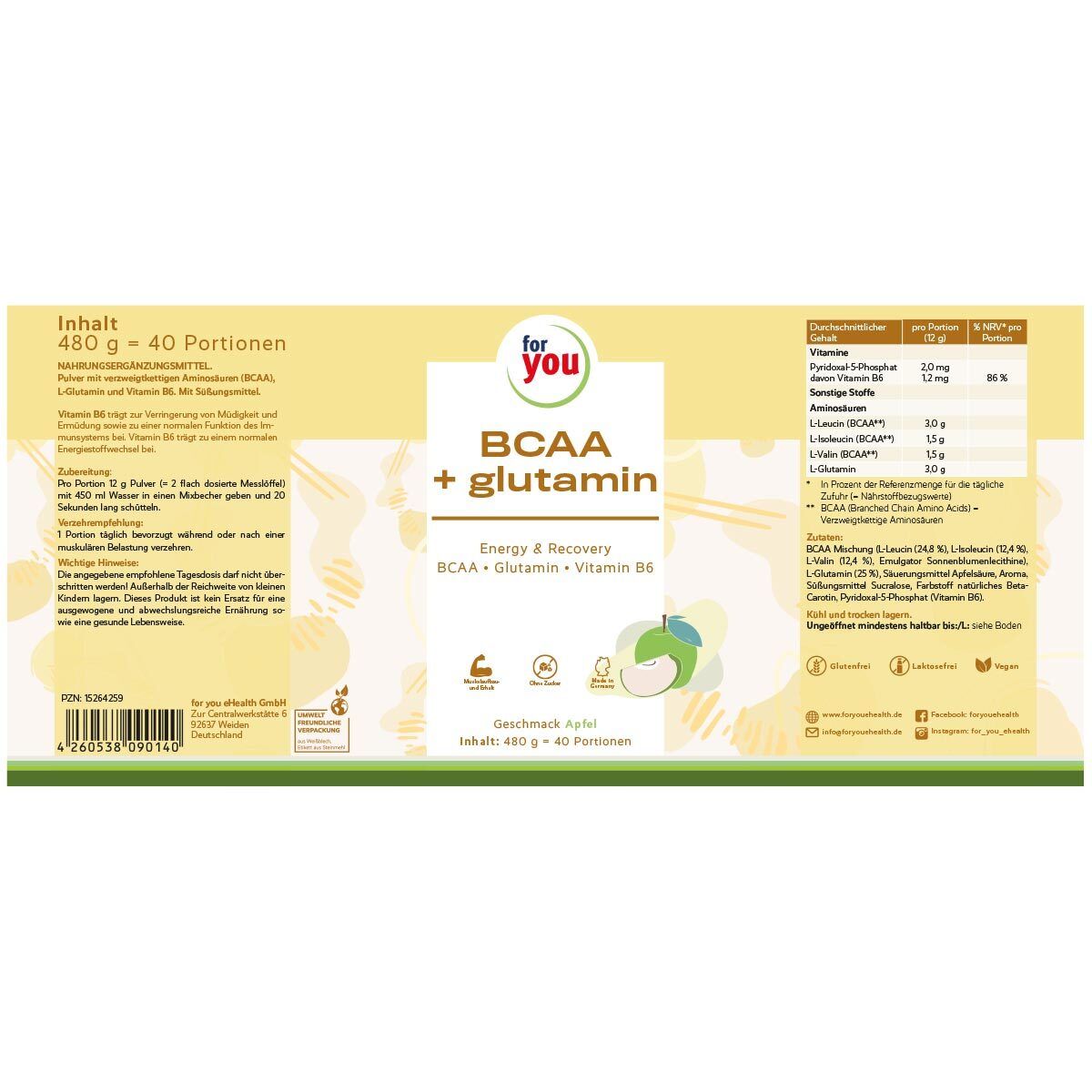 for you BCAA + Glutamin Energy & Recovery - Apfel