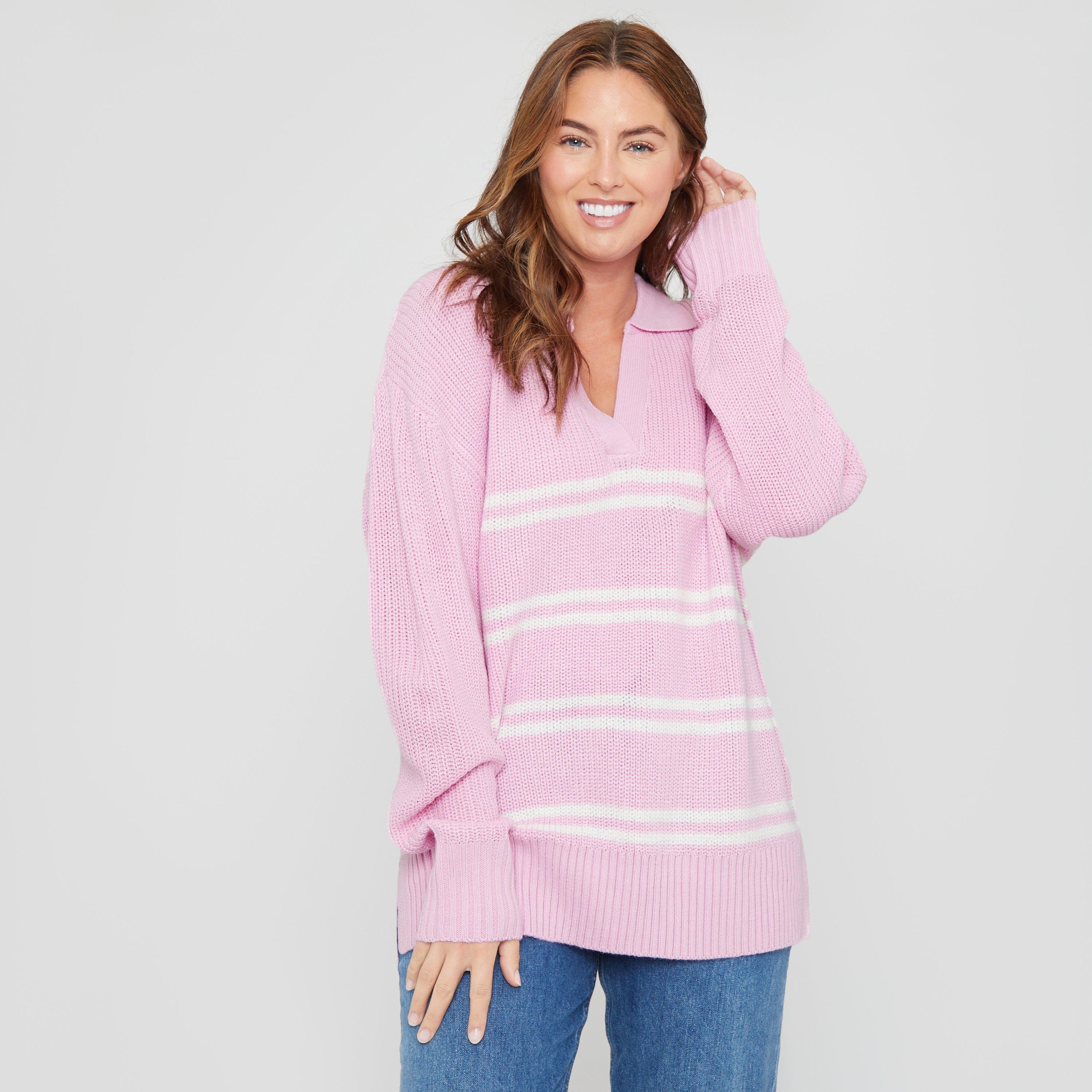 Be You BeYou Stripe Collared Jumper Womens