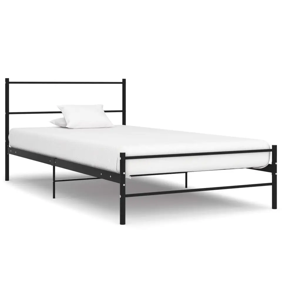 vidaXL - Bed frame met hoofdeinde en lanttenbodem - Zwart - Metaal - 90x200 cm
