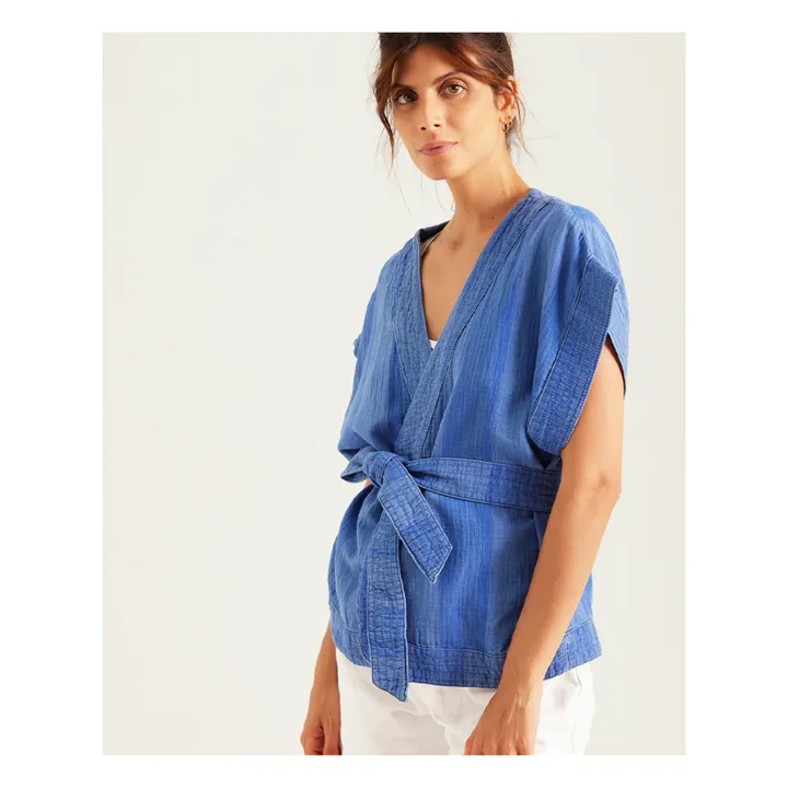 Sacrécoeur Veste Sans Manches Côme Gaze de Coton | Bleu