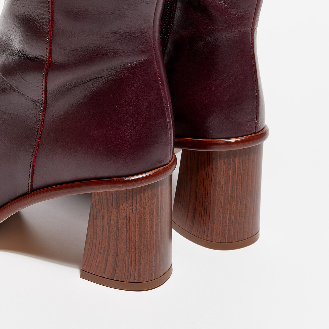 Alohas Bottes en Cuir Mae bordeaux - Talon 8 cm
