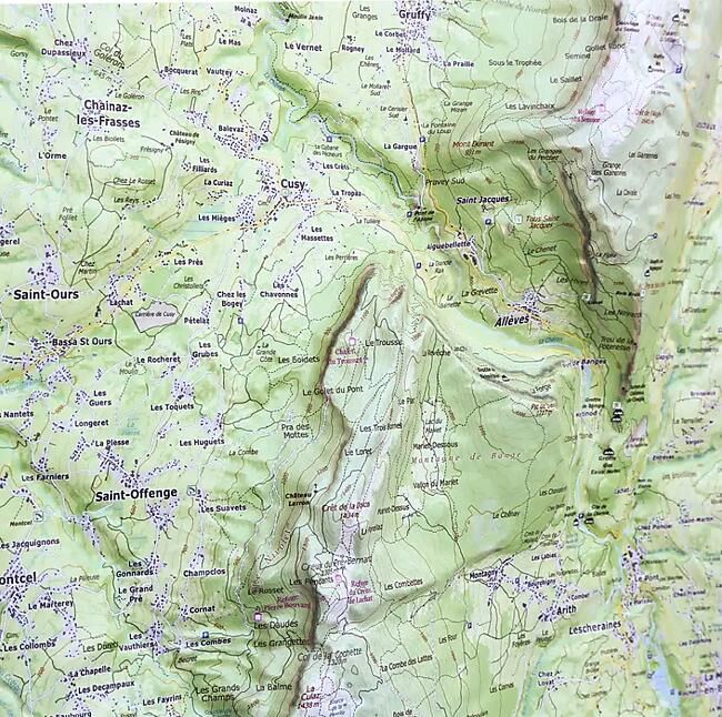 CARTE EN RELIEF AIX LES BAINS