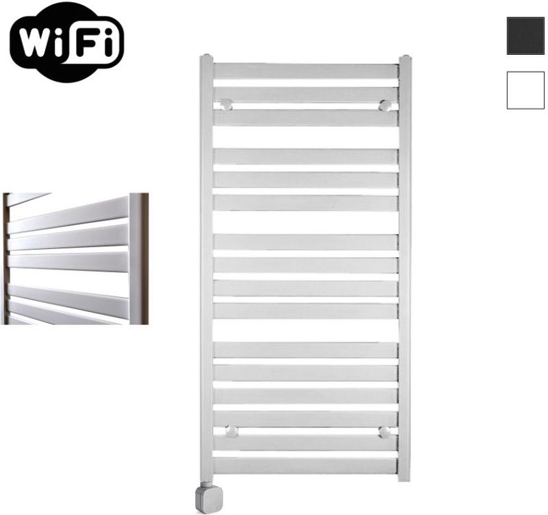 Sanicare - Carini Moda - Elektrische Wifi Radiator - Mat Wit - 120x60cm - Met Thermostaat Chroom Linksonder
