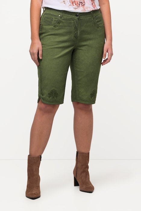 Trachten-Jeansbermuda Mandy, Used-Look, Stickerei