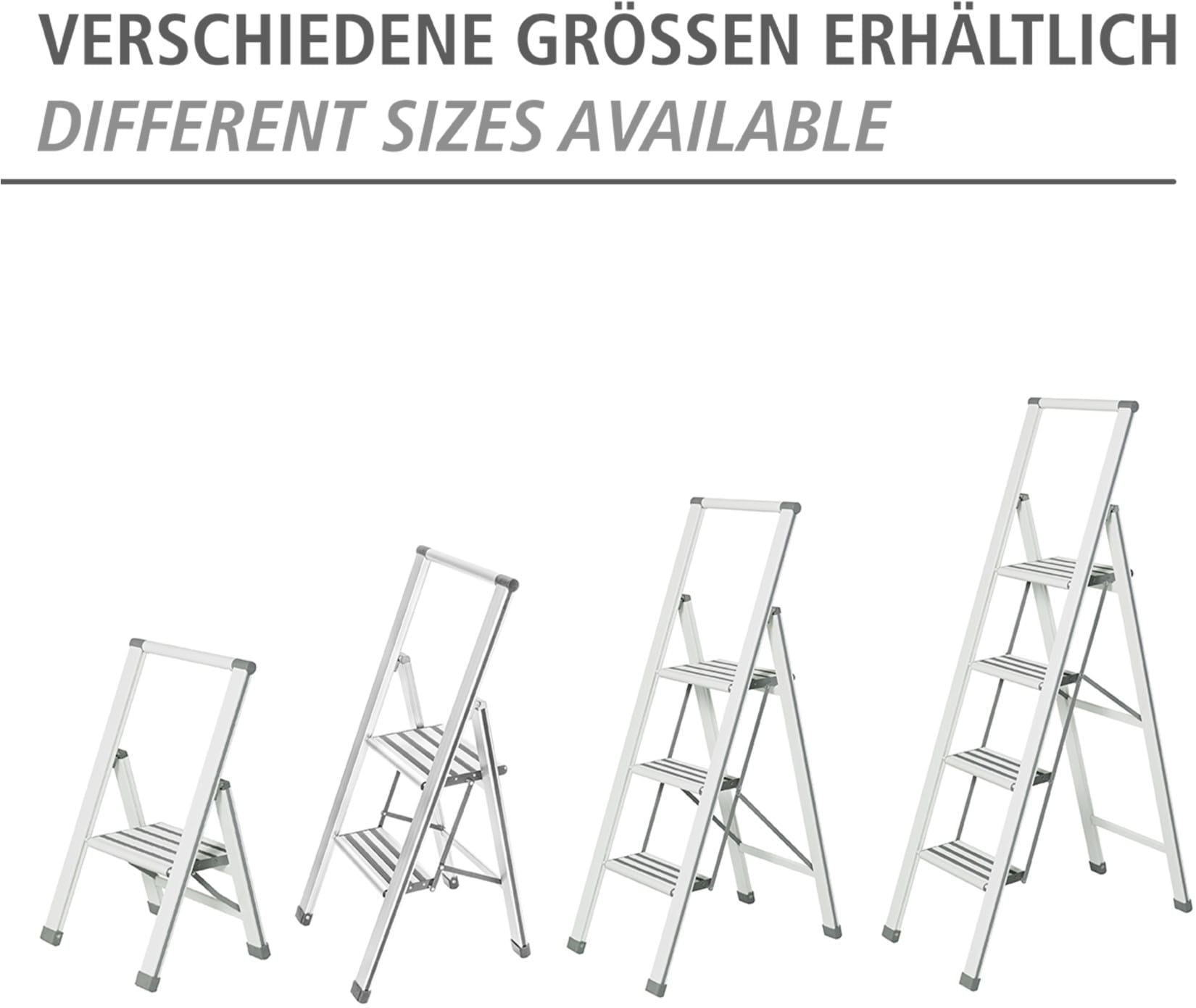WENKO Trittleiter »Modell Alu-Design« Klapptritt Leiter, rutschsichere XXL-Stufen, klappbar, bis 150 kg