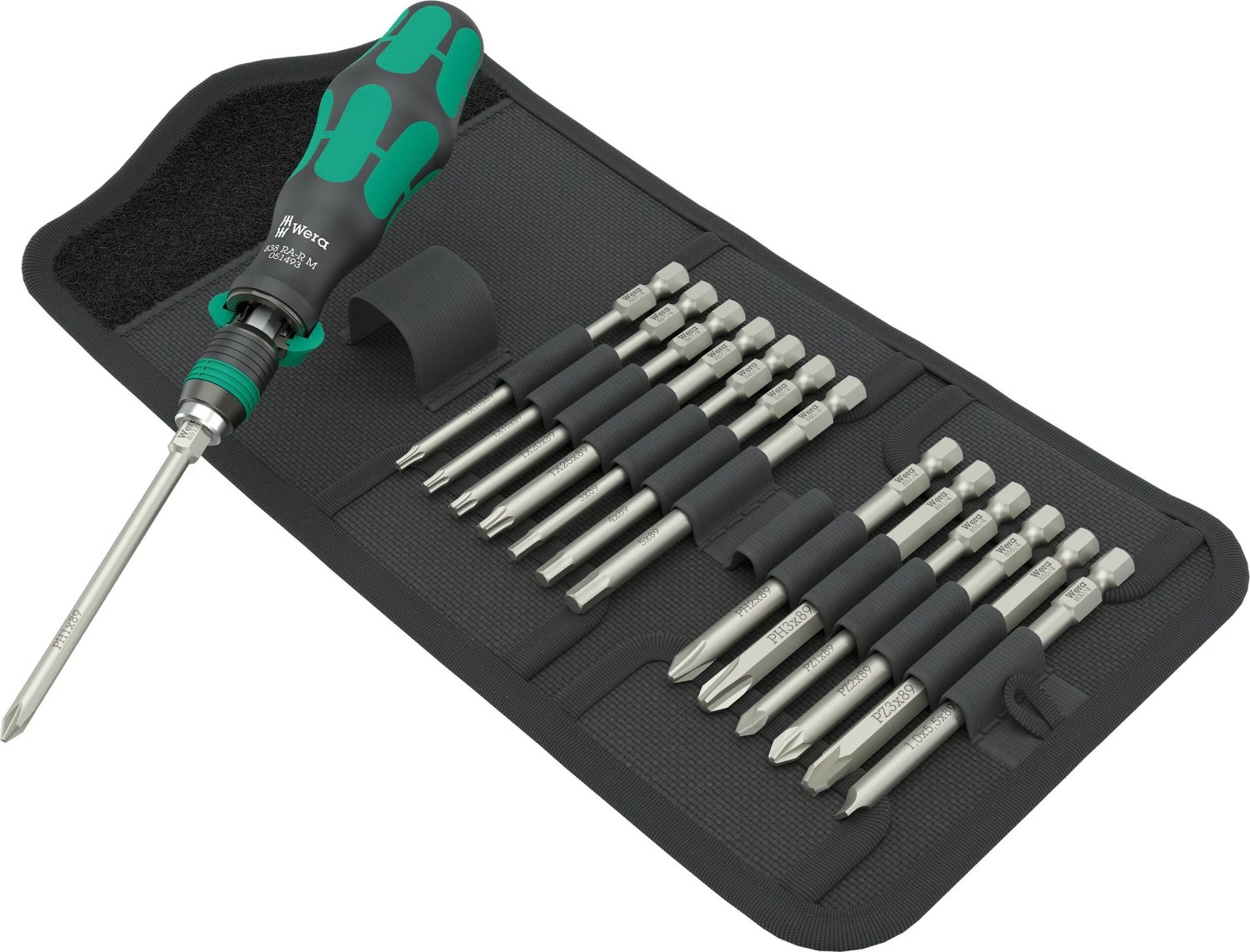 Wera 05051061001 15-delig Kraftform Kompakt 838 RA-R M Set 1 Schroevendraaierset