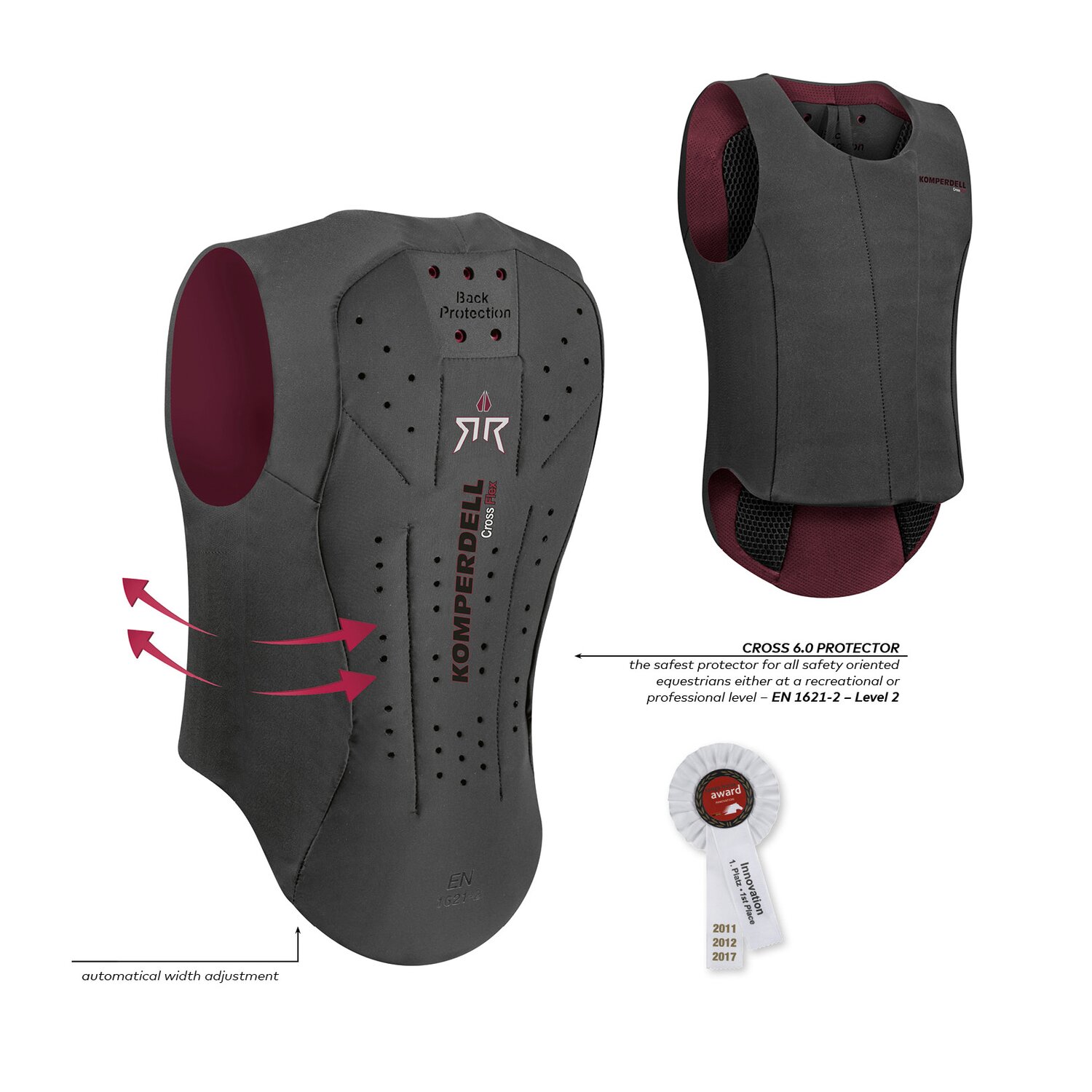 KOMPERDELL Rückenprotektor Ballistic Vest Champion  - schwarz/bordeaux