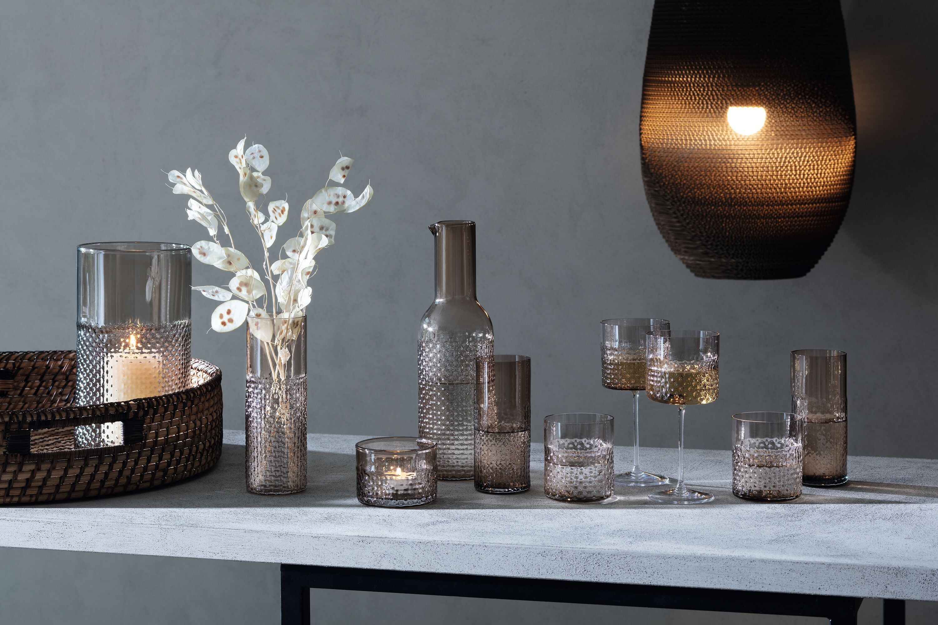Wicker Longdrinkglas 2er-Set 400ml taupe - Taupe / H: 15.0 cm