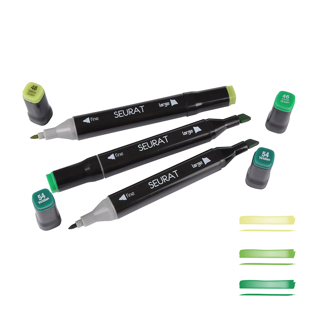 Lot de 3 marqueurs double vert