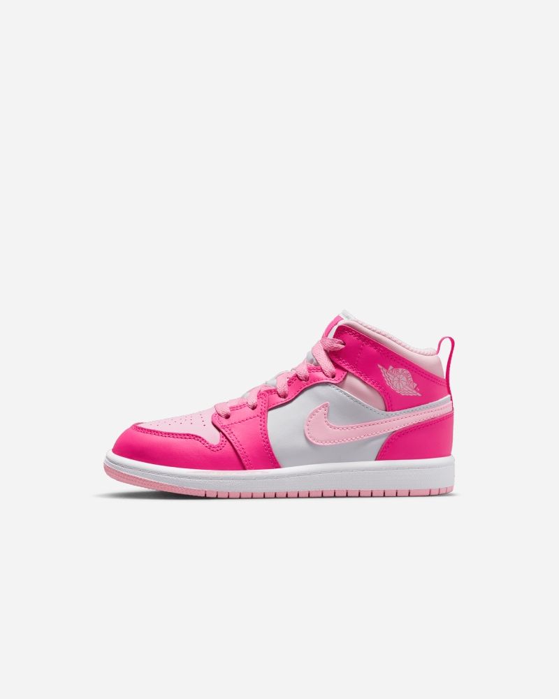 Chaussures Nike Air Jordan 1 Mid Blanc & Rose pour enfant