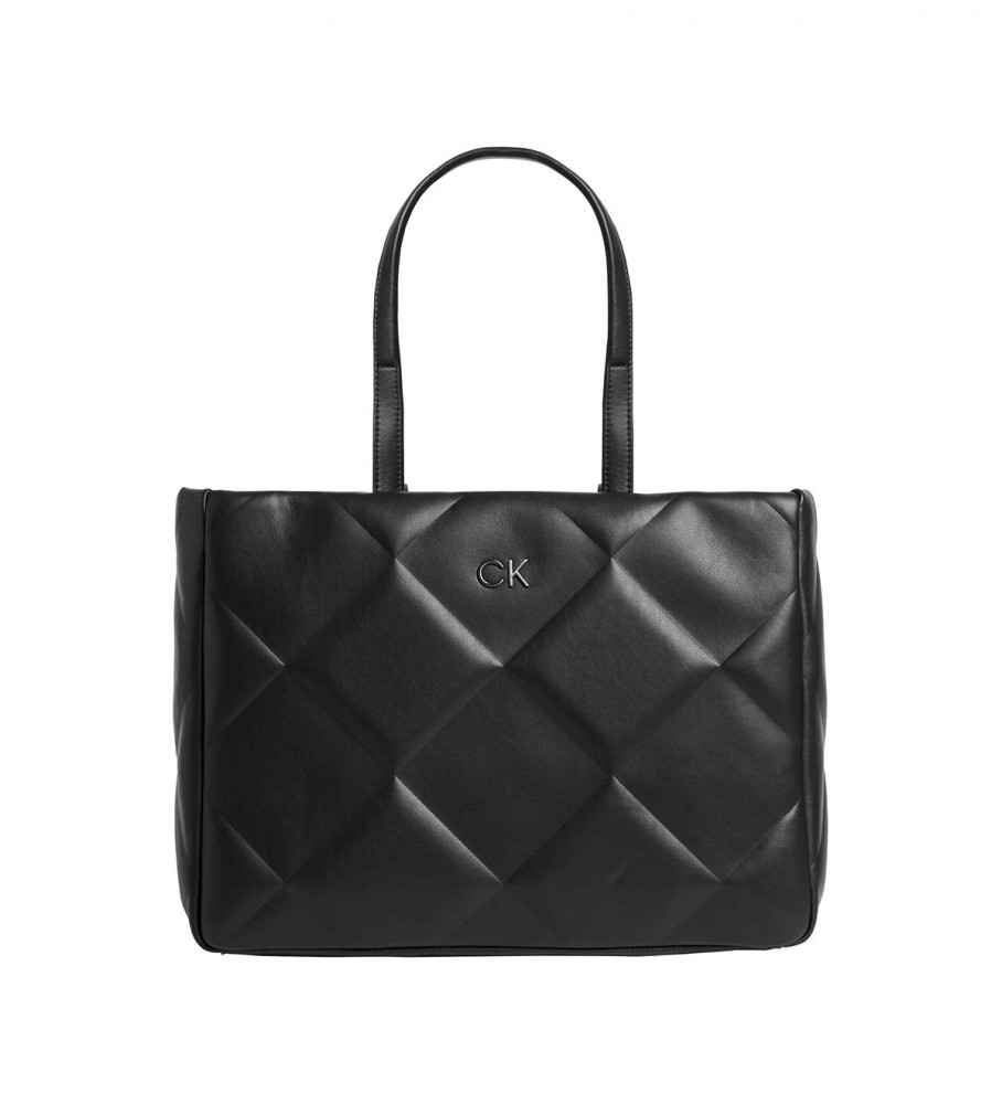 Bolsa tote preta acolchoada Calvin Klein