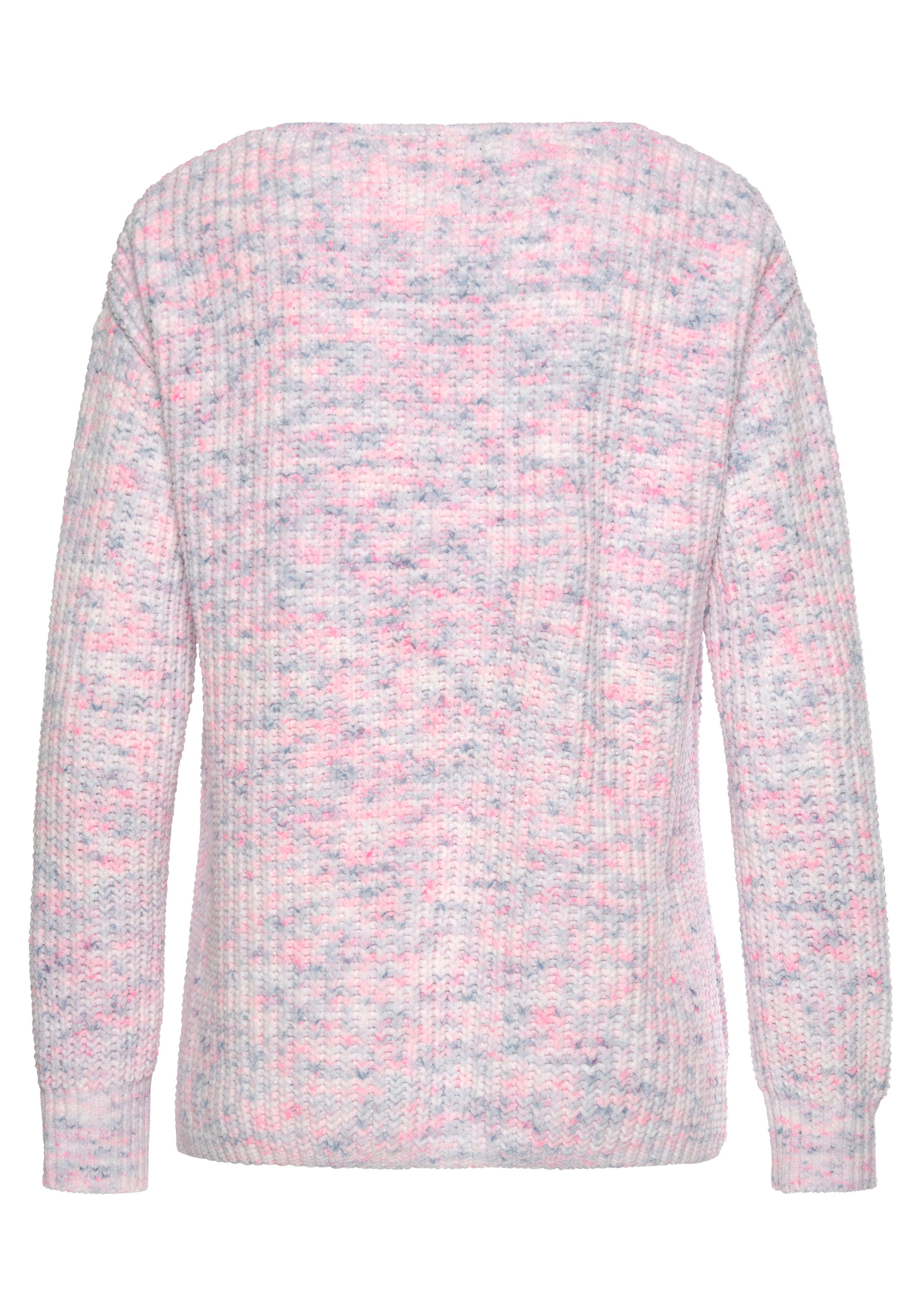 Buffalo V-Ausschnitt-Pullover , aus weichem Chenille, Strickpullover, kuschelig weich