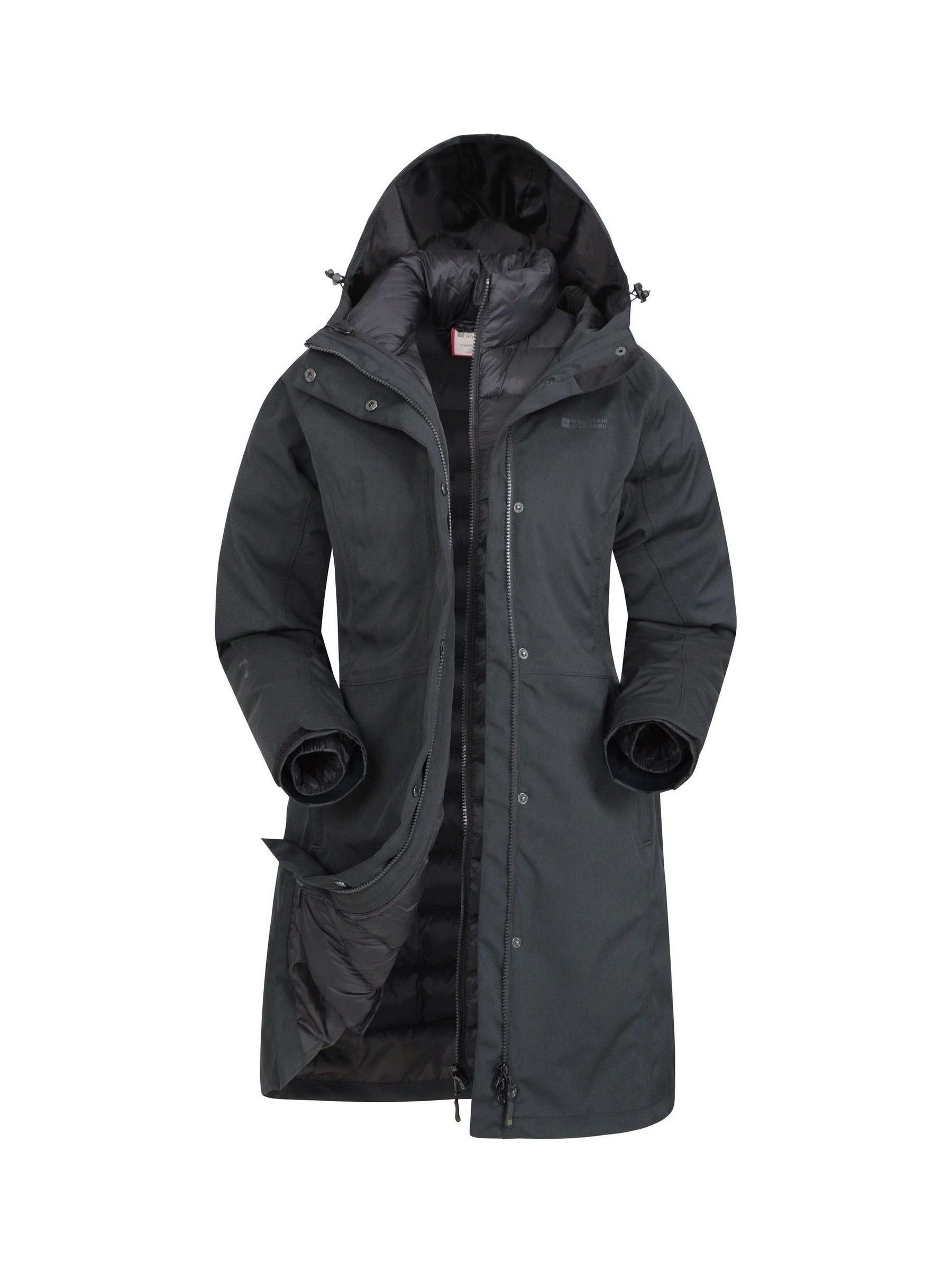 Zwart - Mountain Warehouse Womens Alaskan 3-In-1 Waterproof Long Coat