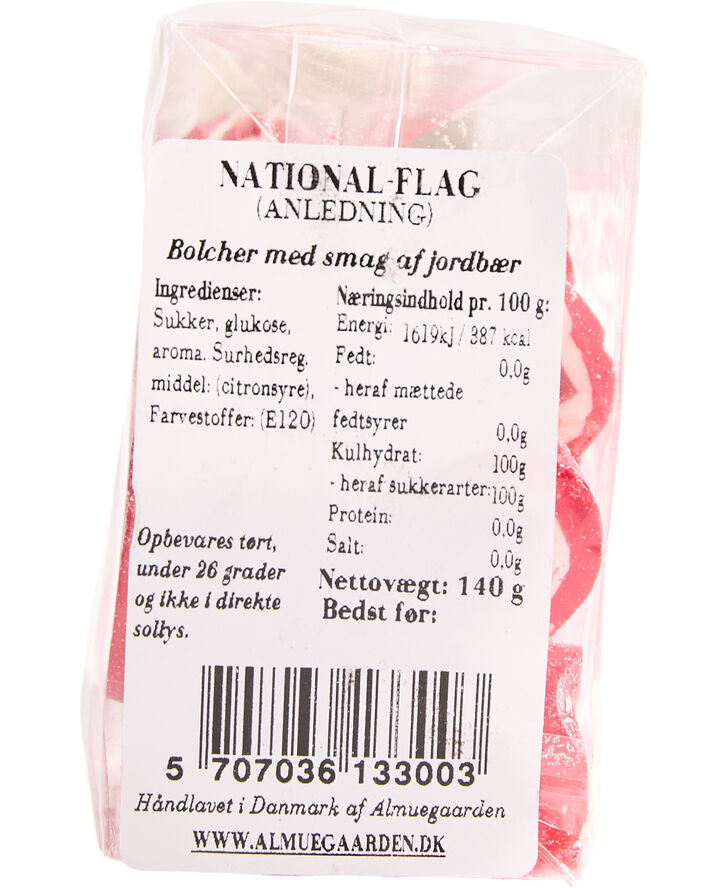 Almuegaarden Danske Flag bolcher med smag af jordbær (anledningskort) No color