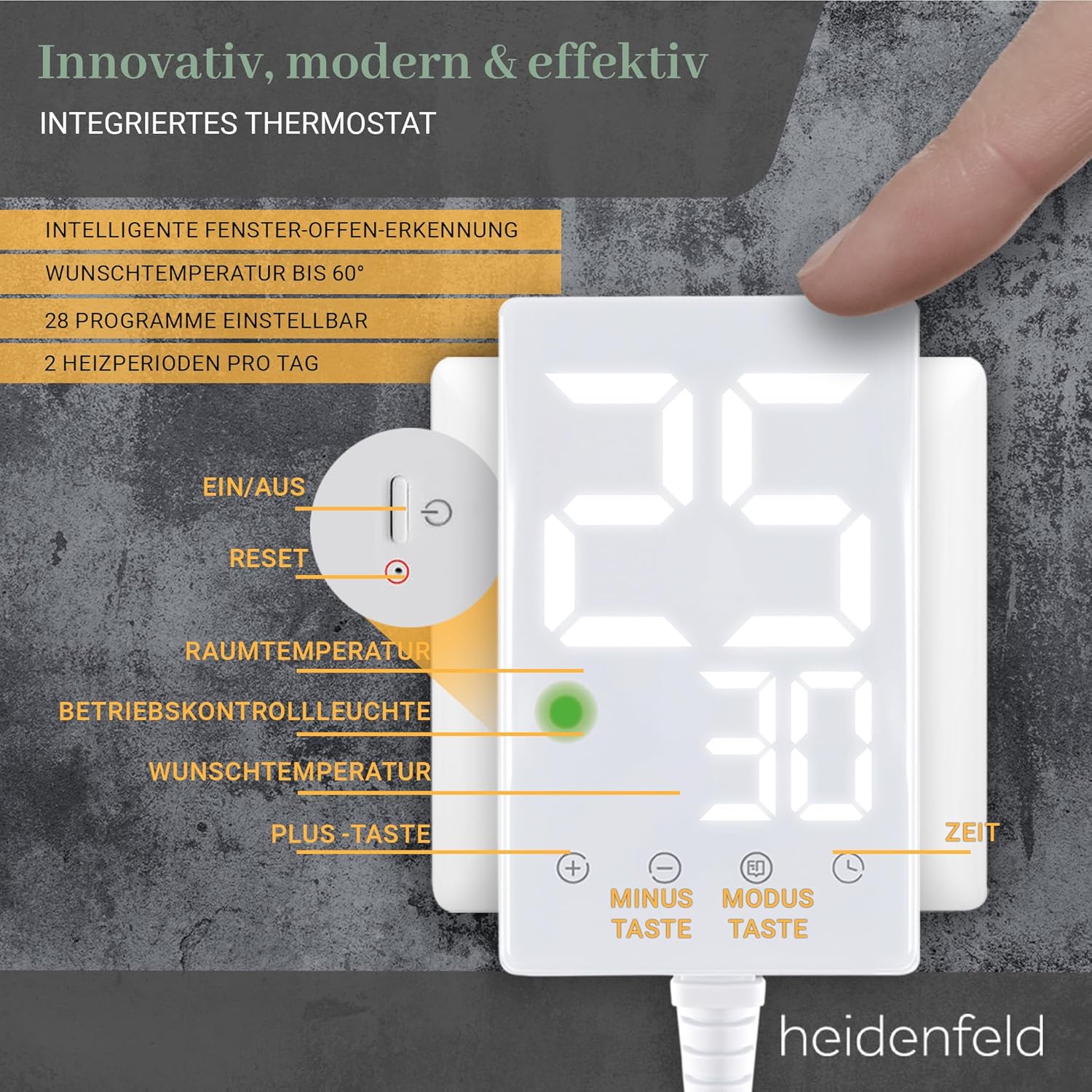 Heidenfeld Infrarotheizung HF-HP105 |    - 600 Watt - Bis 16 m² - Infrarot Heizkörper - Elektroheizung mit Thermostat - Überhitzungsschutz (600 Watt, Bergsee)