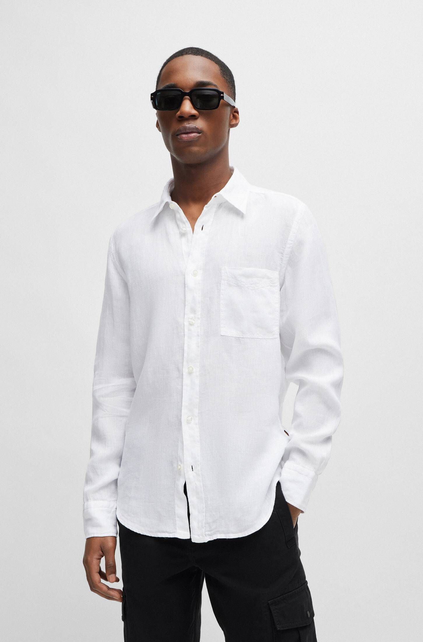 BOSS| Herren Leinenhemd RELEGANT_6 Regular Fit