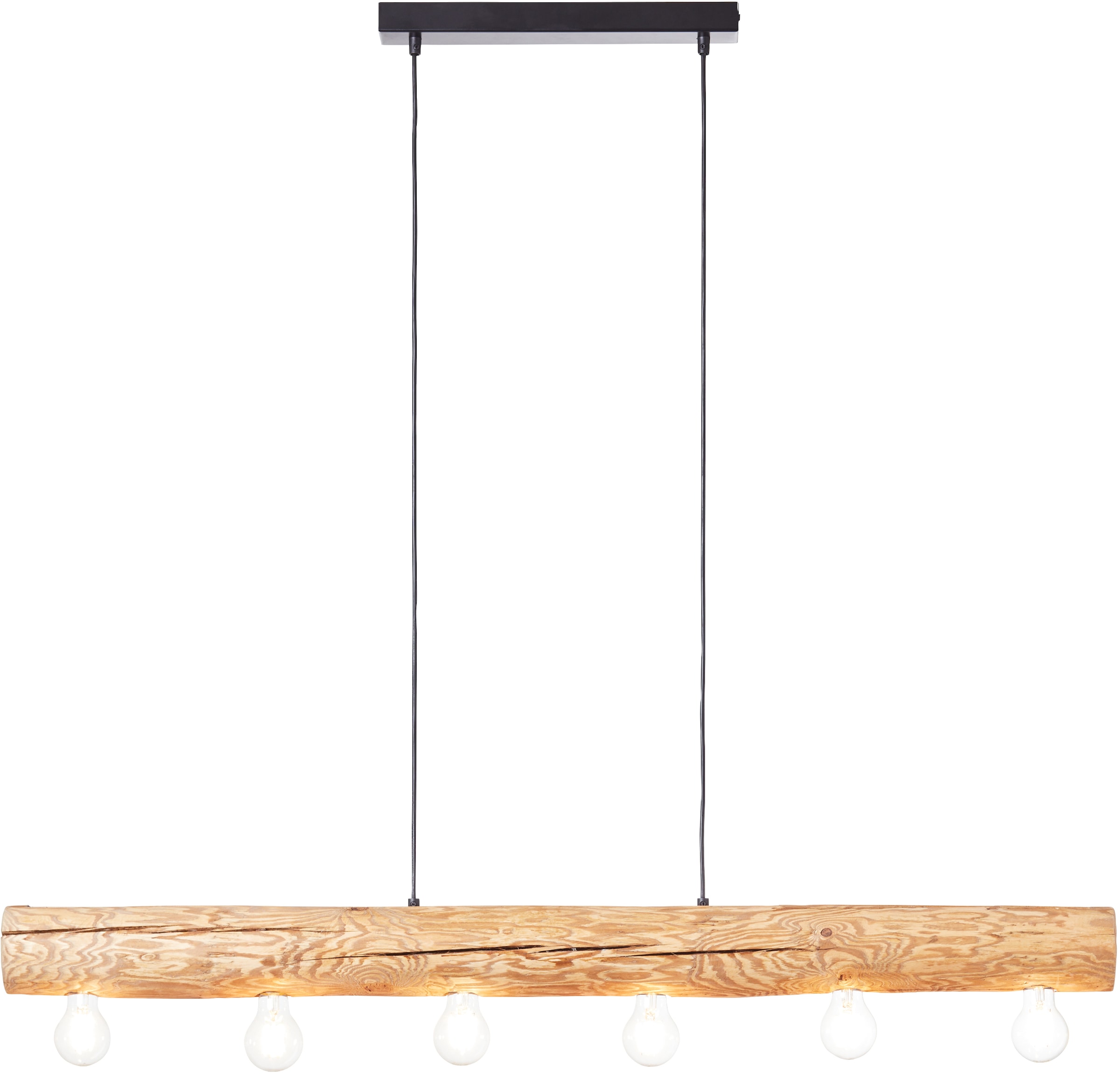 Brilliant Pendelleuchte »Trabo« E27 1 Stk. 105cm Höhe, 115cm Breite, 6x E27, kürzbar, Holz/Metall, kiefer gebeizt