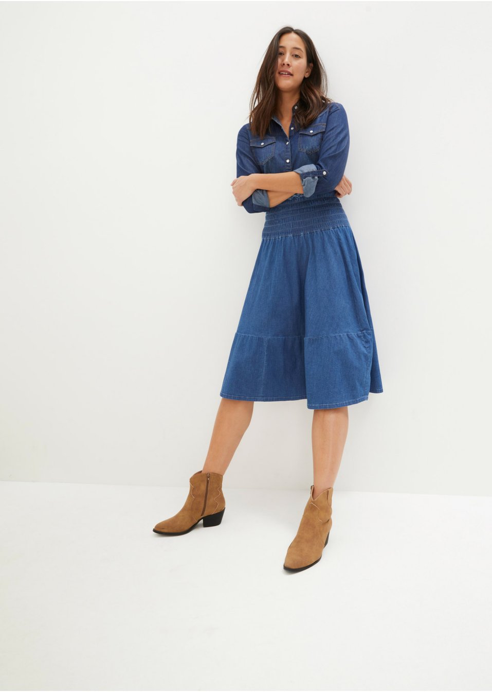 Jupe en jean avec taille élastiquée