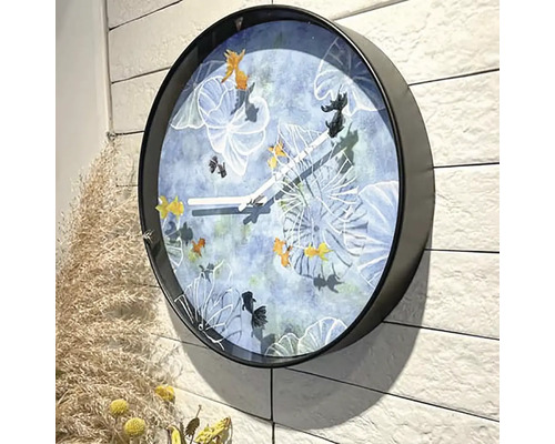 Wandklok, pond, kunststof, blauw, Ø 30 cm