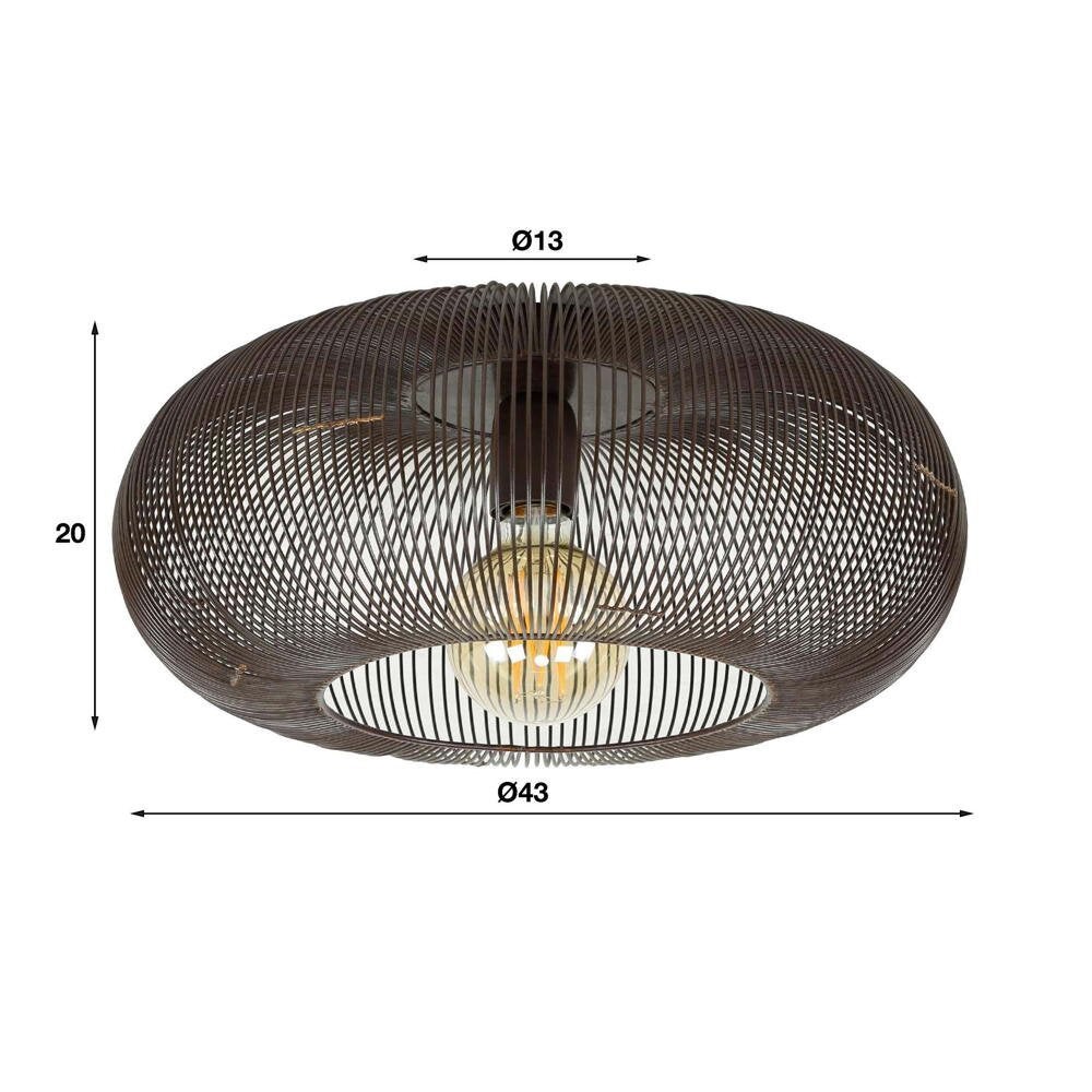 famlights | Lola plafondlamp in antiek koper en zwart E27