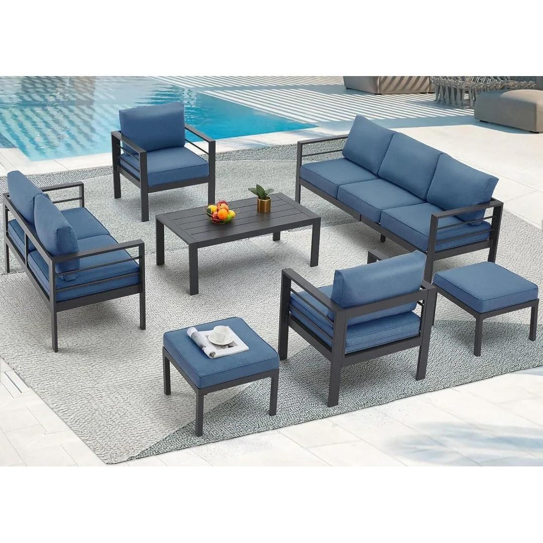 AECOJOY 7 Pieces Aluminum Patio Furniture Set Outdoor Conversation Set