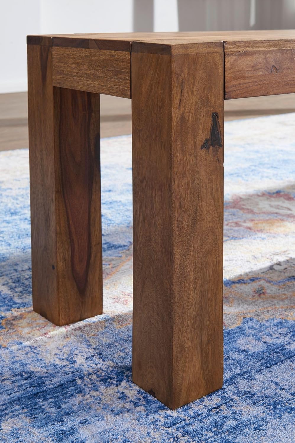 FineBuy Esszimmer Sitzbank Massiv-Holz Sheesham 180 x 45 x 35 cm Holz-Bank Natur-Produkt Küchenbank im Landhaus-Stil Braun
