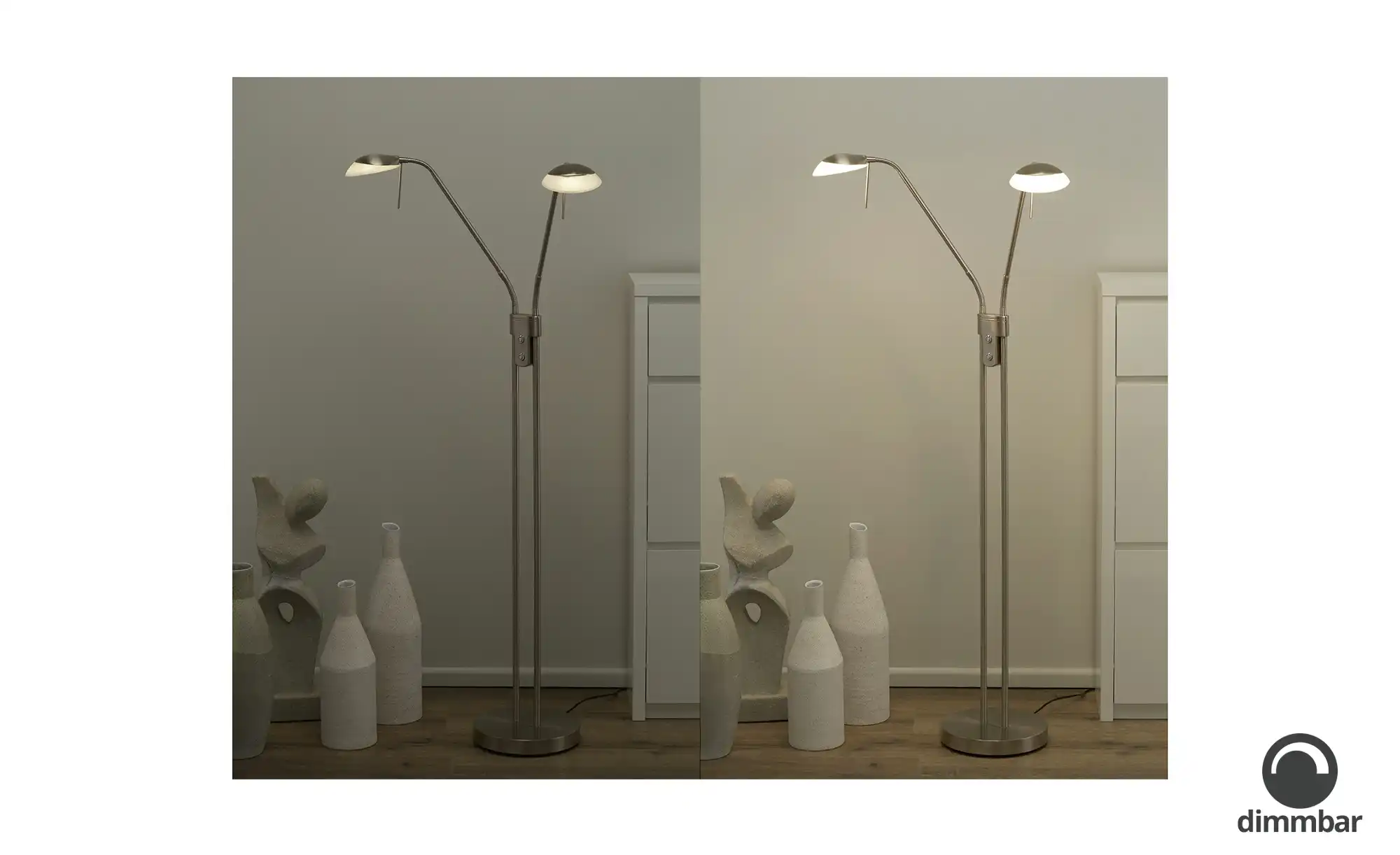 Fischer-Honsel LED-Lese-Leuchte 2-flammig, Nickel-matt