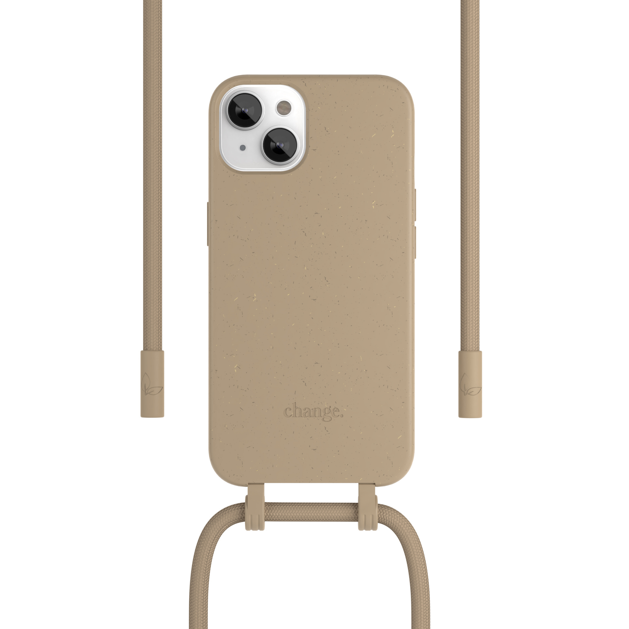 iPhone 15 Necklace ChangeCase Antimikrobielle Hülle Vegan Biologisch Abbaubar   Abnehmbare Handykette (CHA215) - Taupe