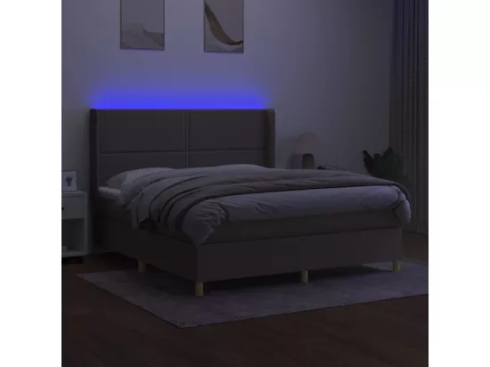Sommier tapissier avec matelas et LED Taupe 180x200 cm Tissu