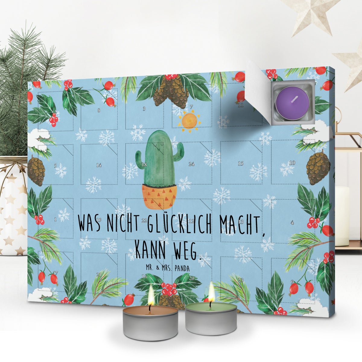 Mr. & Mrs. Panda Geurkaars Adventskalender Cactus Zon - Pastelblauw