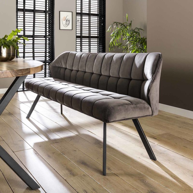 Retro - Eetkamerbank - Antraciet - Velvet - 180 cm