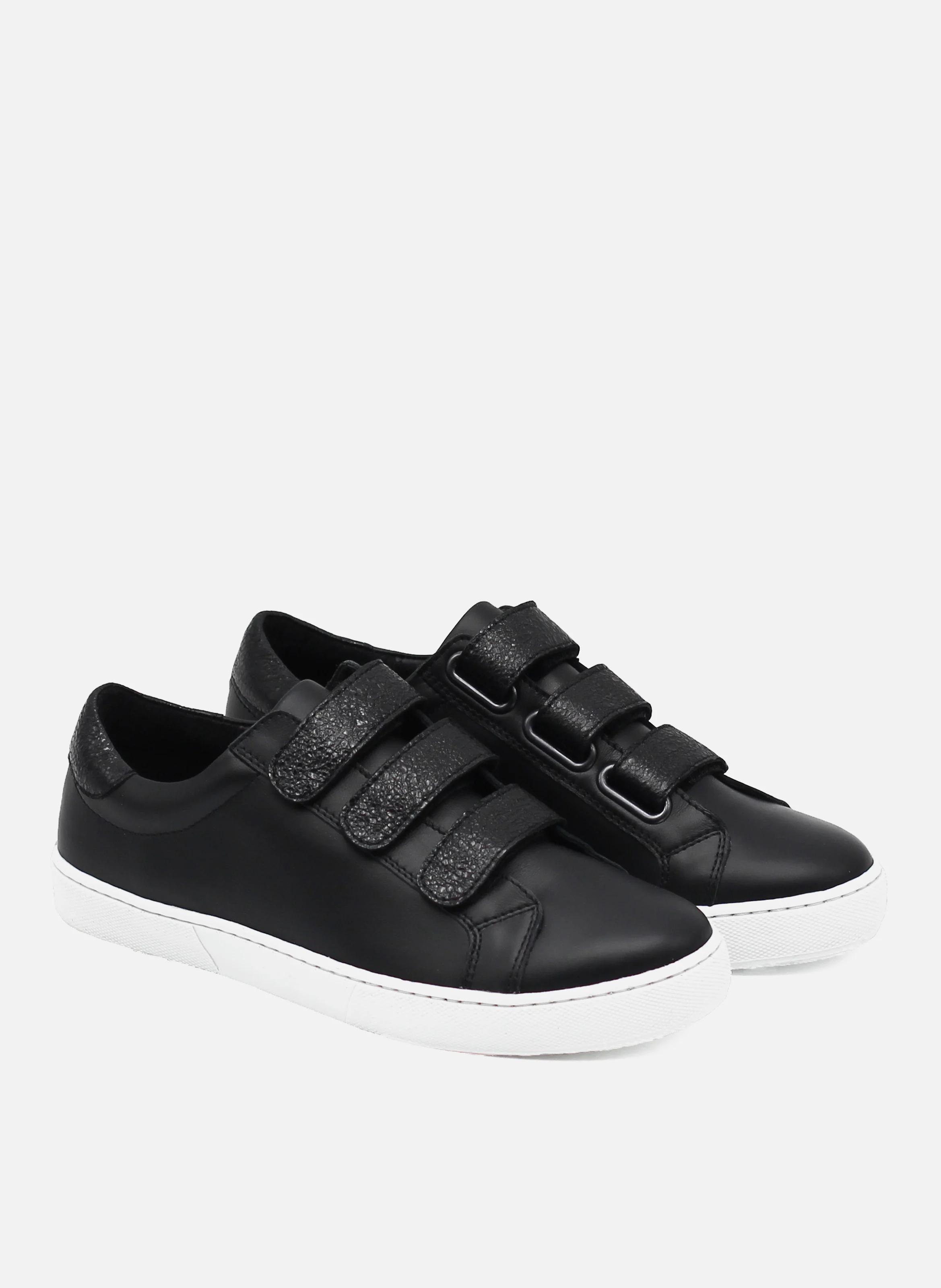 Baskets à scratch cuir lisse | Noir