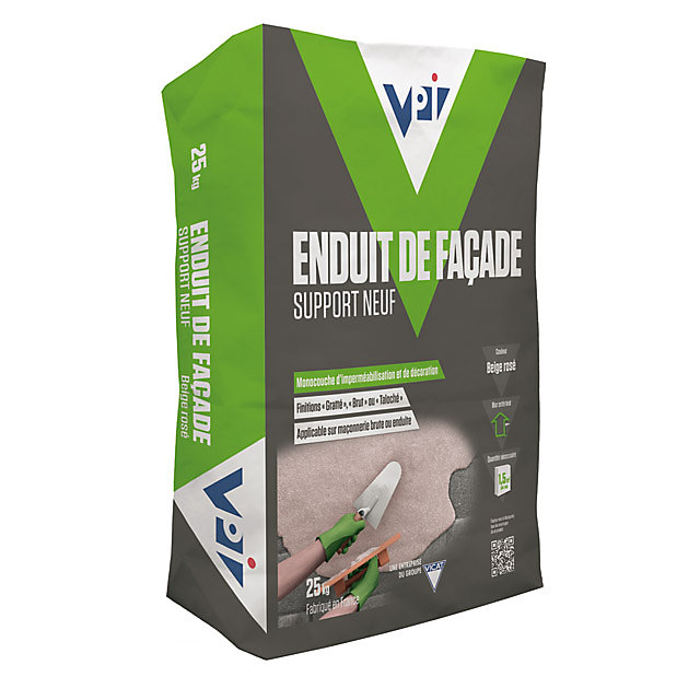 Enduit façade monocouche beige rose 25 kg