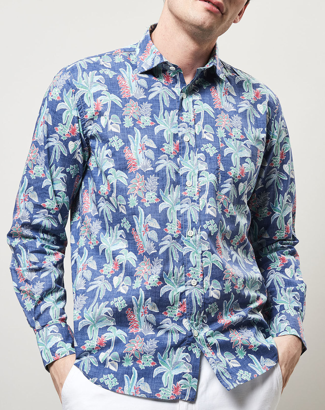 Hartford Chemise regular Paul imprimé tropical bleu/multicolore