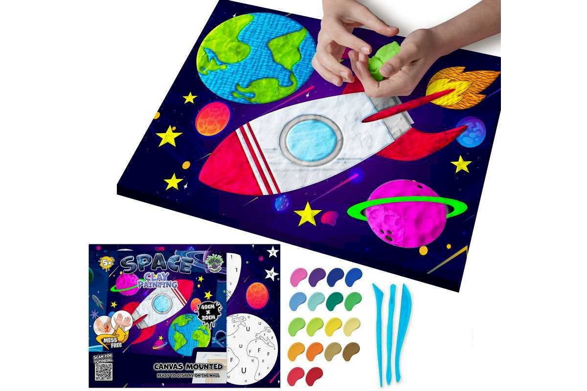 SPLAT PLANET - Clay painting on canvas 30x40cm - Space (777685)