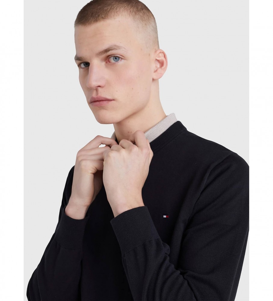 Suéter Tommy Hilfiger 1985 com gola redonda, preto