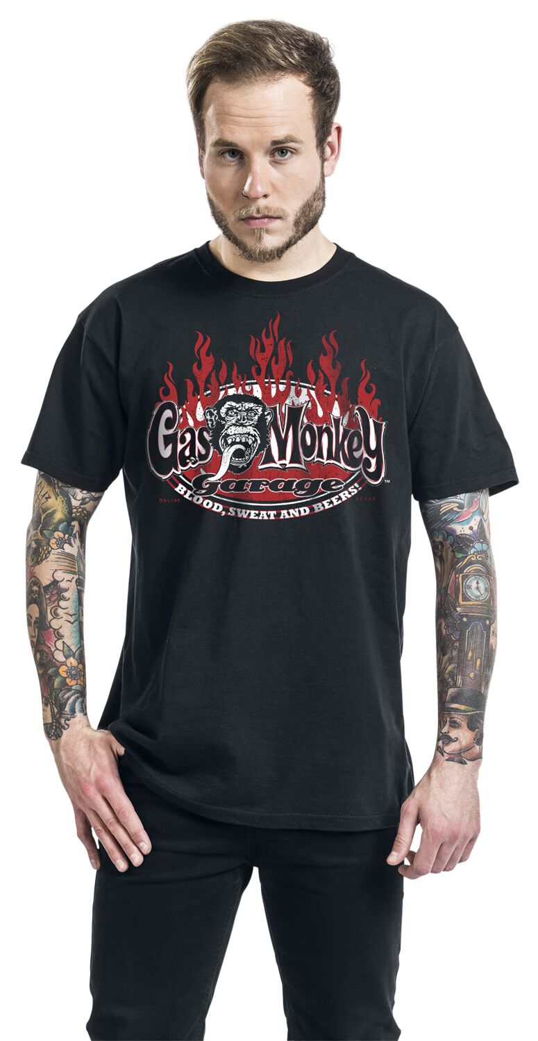 Blood, sweat and red flames  | Gas Monkey Garage T-Shirt Manches courtes