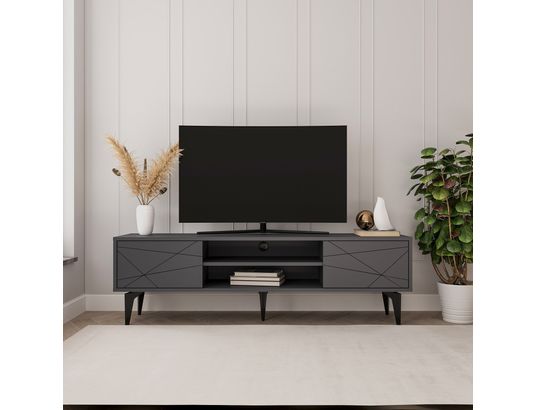 CONCEPT1 - Meuble TV Brendon anthracite 160 x 29,6 x h48,2 cm