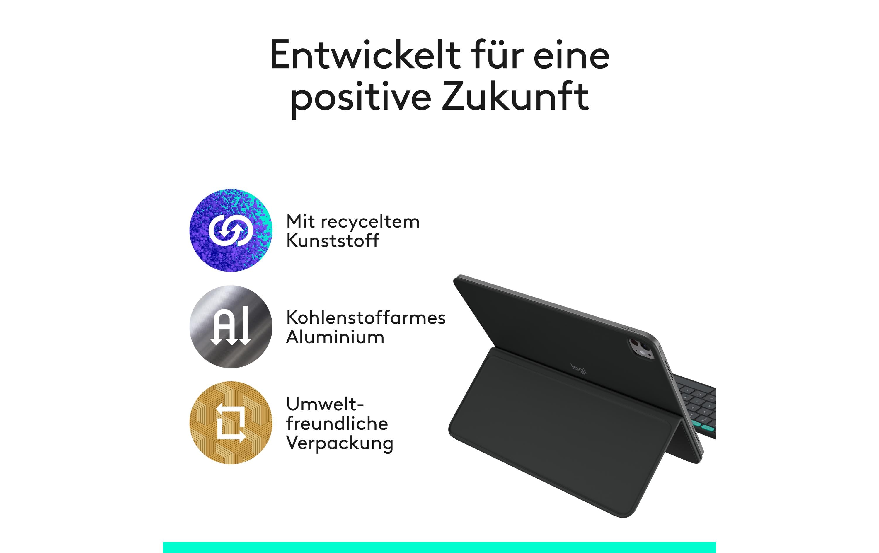 Tablet Tastatur Cover Flip Folio iPad Pro & Air13<br>Vielseitiges iPad Cover mit verstaubarer Tastatur